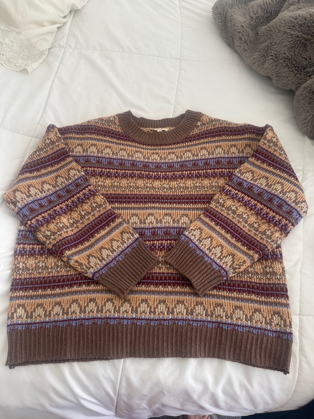 easel Brown Multicolor Knit Sweater